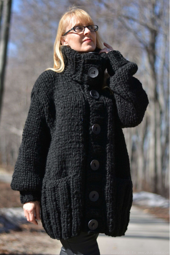 Made to order Handknit mens chunky wool blend collared cardigan CAM26